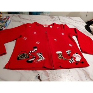 Bechamel vintage-style Christmas‎ holiday Ugly Sweater embroidery Sz M Cardigan